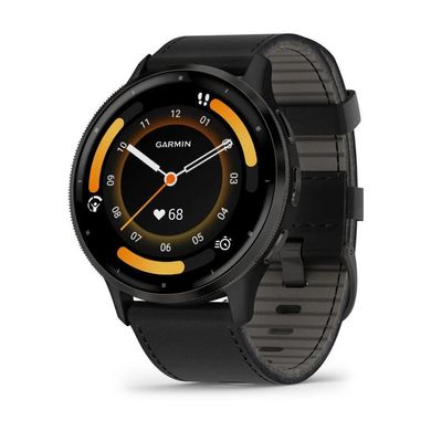 Смарт-годинник Garmin Venu 3 Slate S. Steel Bezel w. Black Case and Leather Band (010-02784-52/02)