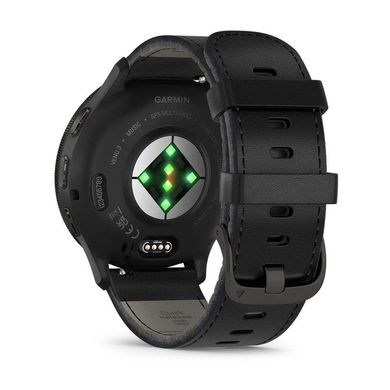 Смарт-годинник Garmin Venu 3 Slate S. Steel Bezel w. Black Case and Leather Band (010-02784-52/02)