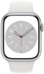 Смарт-часы Apple Watch Series 8 GPS + Cellular 45mm Silver S. Steel Case w. White S. Band (MNKE3)