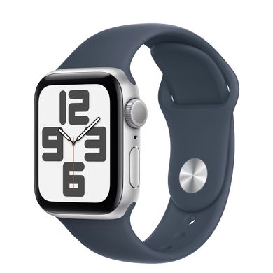 Смарт-годинник Apple Watch SE 2 GPS 44mm Silver Aluminium Case with Storm Blue Sport Band S/M (MREC3)