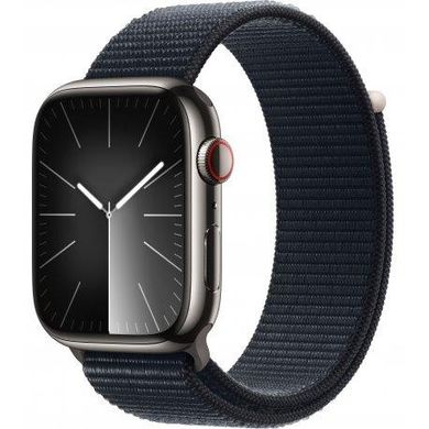 Смарт-часы Apple Watch Series 9 GPS + Cellular 45mm Graphite S. Steel Case w. Midnight S. Loop (MRQN3+MT593)