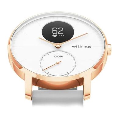 Смарт-годинник Withings Steel HR Watch 36mm White/Rose Gold with Grey Silicone Band (HWA03b-36white-RG-S.Grey)