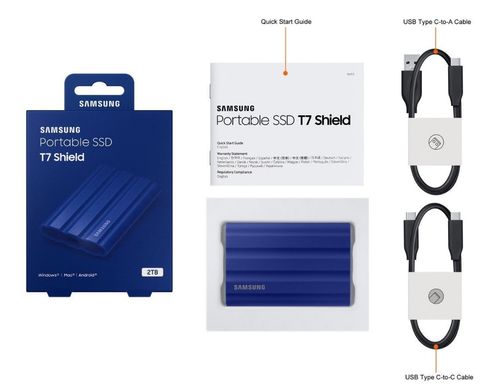 SSD накопитель Samsung T7 Shield 2TB Blue (MU-PE2T0R)