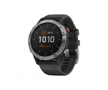 Смарт-годинник Garmin Fenix 6 Solar Silver with black band (010-02410-00)