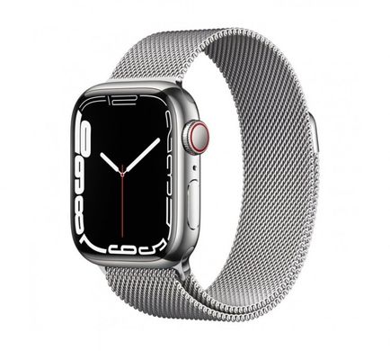 Смарт-годинник Apple Watch Series 7 GPS + Cellular 45mm Silver Stainless Steel Case with Silver Mila