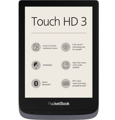 Електронна книга з підсвічуванням PocketBook 632 Touch HD 3 Metallic Gray (PB632-J-WW)