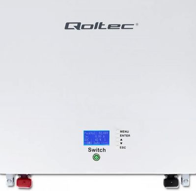 Додатковий акумулятор для інвертора Qoltec LiFePO4 9.6kWh 48V BMS LCD (53879)