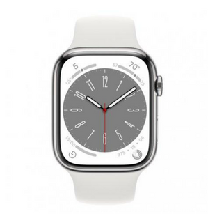 Смарт-часы Apple Watch Series 8 GPS + Cellular 45mm Silver S. Steel Case w. White S. Band (MNKE3)