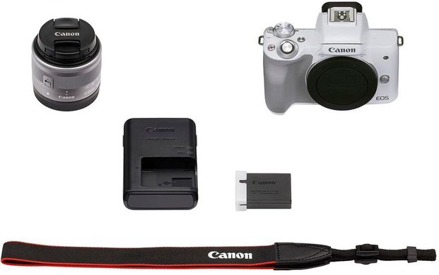 Бездзеркальний фотоапарат Canon EOS M50 Mark II kit (15-45mm) IS STM White (4729C028)