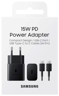 Мережевий зарядний пристрій Samsung 15W Power Adapter Type-C Black (EP-T1510XB)