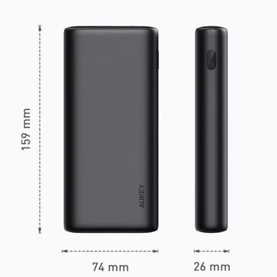 Зовнішній акумулятор (павербанк) Aukey 20000mAh 20000mАh 65W Black (PB-Y37)