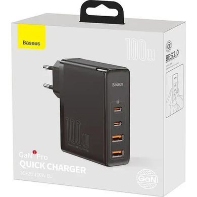 Мережевий зарядний пристрій Baseus GaN2 Pro 2x USB-A 2x USB-C 3 A (BSU2726BLK)