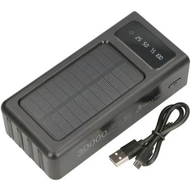 Внешний аккумулятор (повербанк) Extralink EPB-093 30000mAh Preto Solar USB-C Black