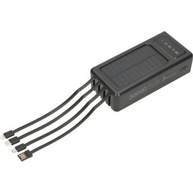 Внешний аккумулятор (повербанк) Extralink EPB-093 30000mAh Preto Solar USB-C Black