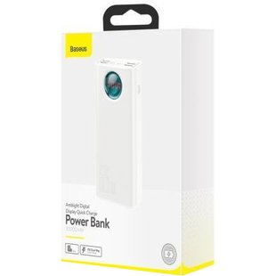 Внешний аккумулятор (павербанк) Baseus Amblight Digital Display Quick Charge 65W 30000mAh White (PPLG-A02, PPLG000102)