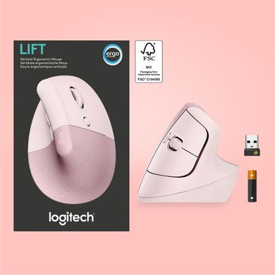 Мышь Logitech Lift Vertical Ergonomic Mouse Rose (910-006478)