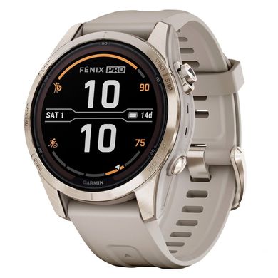 Смарт-часы Garmin Fenix ​​7S Pro Sapphire Solar Soft Gold w. Light Sand Band (010-02776-14/15)
