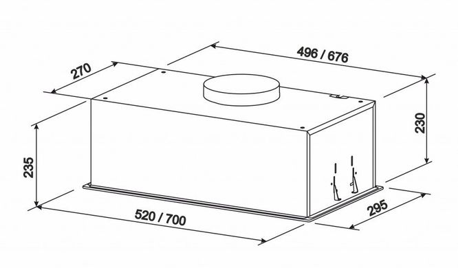 Вытяжка встроенная Eleyus Integra 1200 Led SMD 70 BL