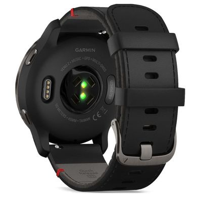 Смарт-годинник Garmin Venu 2 Slate with Black Leather Band (010-02430-21)