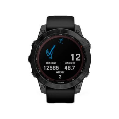 Смарт-часы Garmin Fenix ​​7 Sгодинник Garmin Fenix 7 Sapphire Solar C. Grey DLC Titanium w. Carbon Grey DLC V. Titanium Band (010-02540-39)