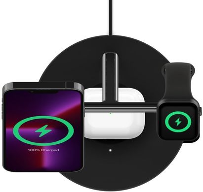 Беспроводное зарядное устройство для Belkin MagSafe 3in1 Wireless Charger black (WIZ017VFBK)