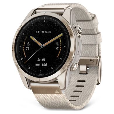 Смарт-часы Garmin Epix Pro Gen 2 Sapphire 42mm Soft Gold w. Cream H. Nylon Band (010-02802-20)