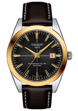 Чоловічий годинник Tissot Gentleman Powermatic 80 Silicium Solid 18k Gold Bezel T927.407.46.061.01