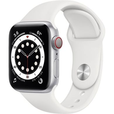 Смарт-часы Apple Watch Series 6 GPS + Cellular 40mm Silver Aluminum Case w. White Sport B. (M02N3)