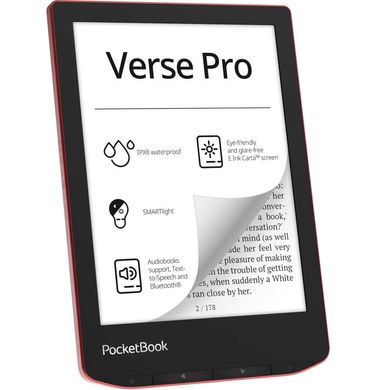 Электронная книга с подсветкой PocketBook 634 Verse Pro Passion Red (PB634-3-WW, PB634-3-CIS)
