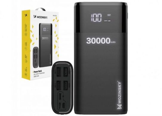 Зовнішній акумулятор (павербанк) Wozinsky 20W 30000mAh WPB-001BK Black