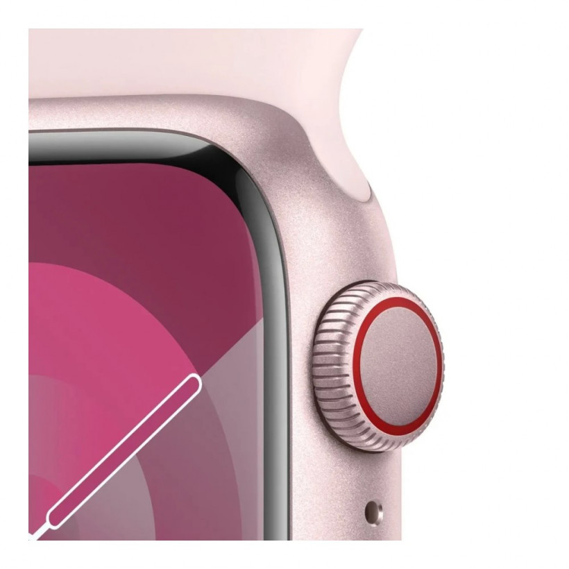 Смарт-годинник Apple Watch Series 9 GPS + Cellular 45mm Pink Aluminum Case w. Light Pink Sport Band - M/L (MRML3)  Фото №3