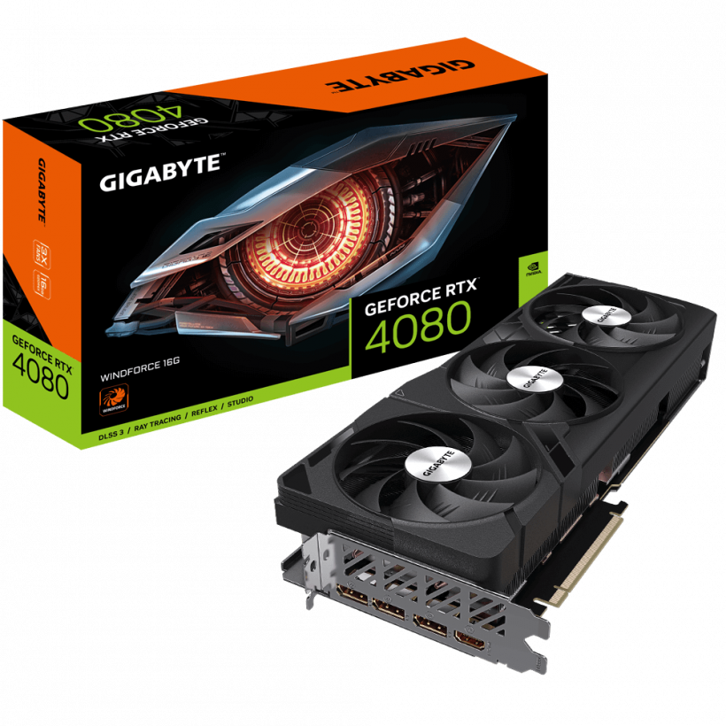 Відеокарта GIGABYTE GeForce RTX 4080 16 GB WINDFORCE (GV-N4080WF3-16GD)  Фото №0