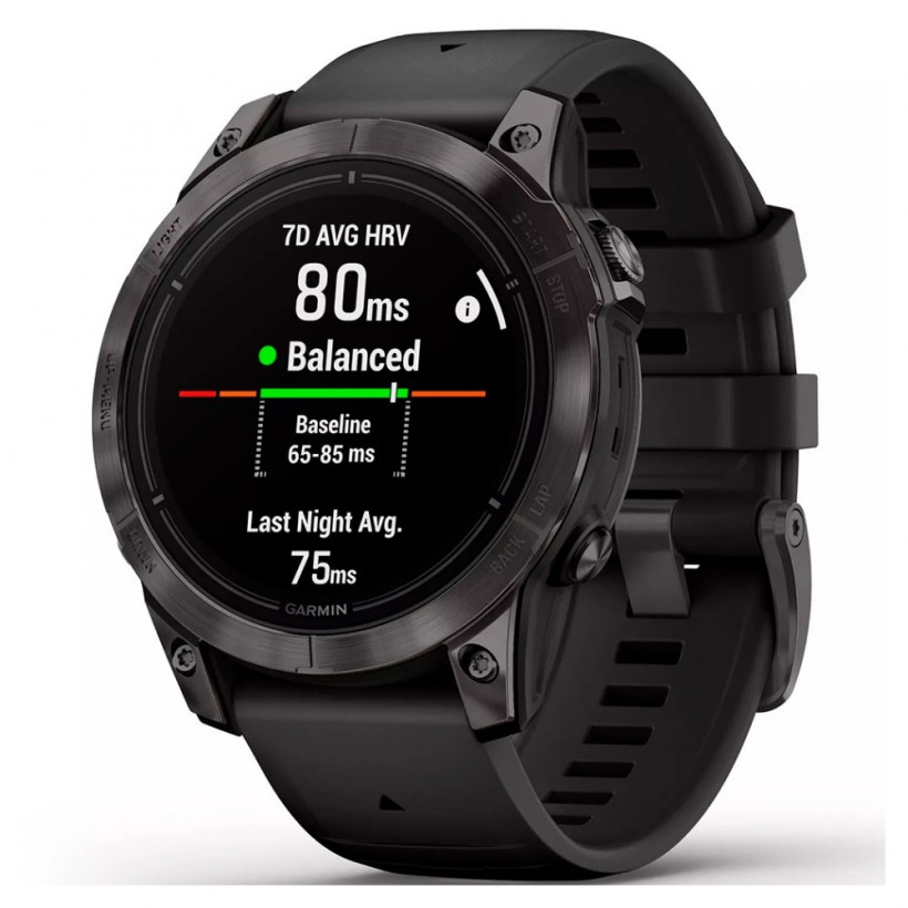 Смарт-годинник Garmin Epix Pro Gen 2 Sapphire 47mm Carbon G. DLC Tit. with Black Band (010-02803-10/11)  Фото №0