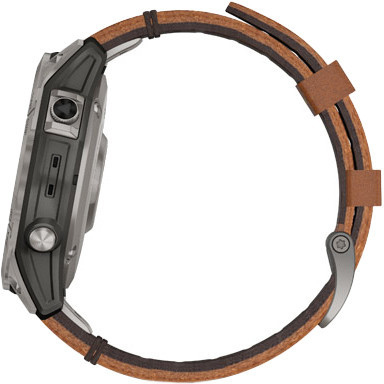 Смарт-годинник Garmin Fenix 7 Pro Sapphire Solar Titanium with Chestnut L. Band (010-02777-30)  Фото №6