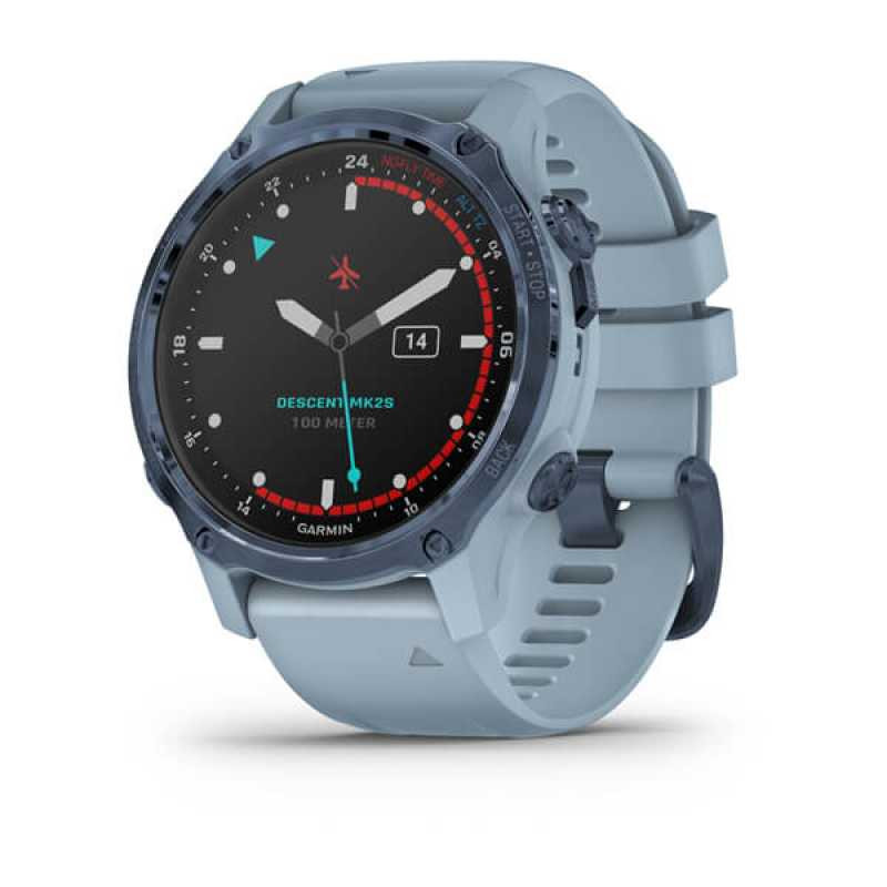 Смарт-годинник Garmin Descent Mk2S Mineral Blue with Sea Foam Silicone Band (010-02403-07)