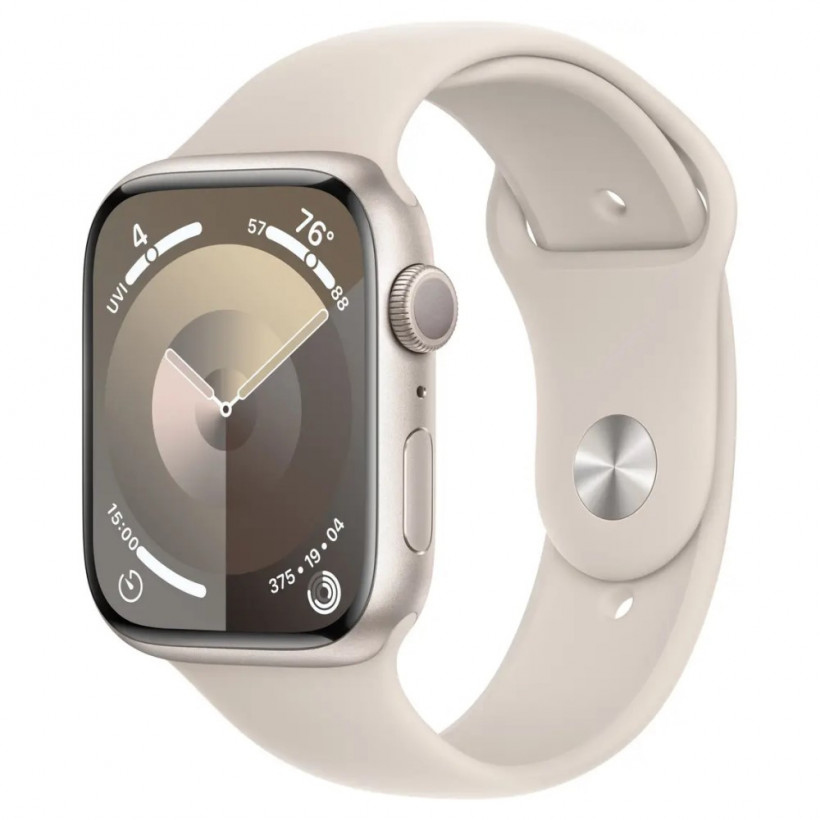 Смарт-годинник Apple Watch Series 9 GPS 45mm Starlight Aluminum Case w. Starlight Sport Band - S/M (MR963)  Фото №0