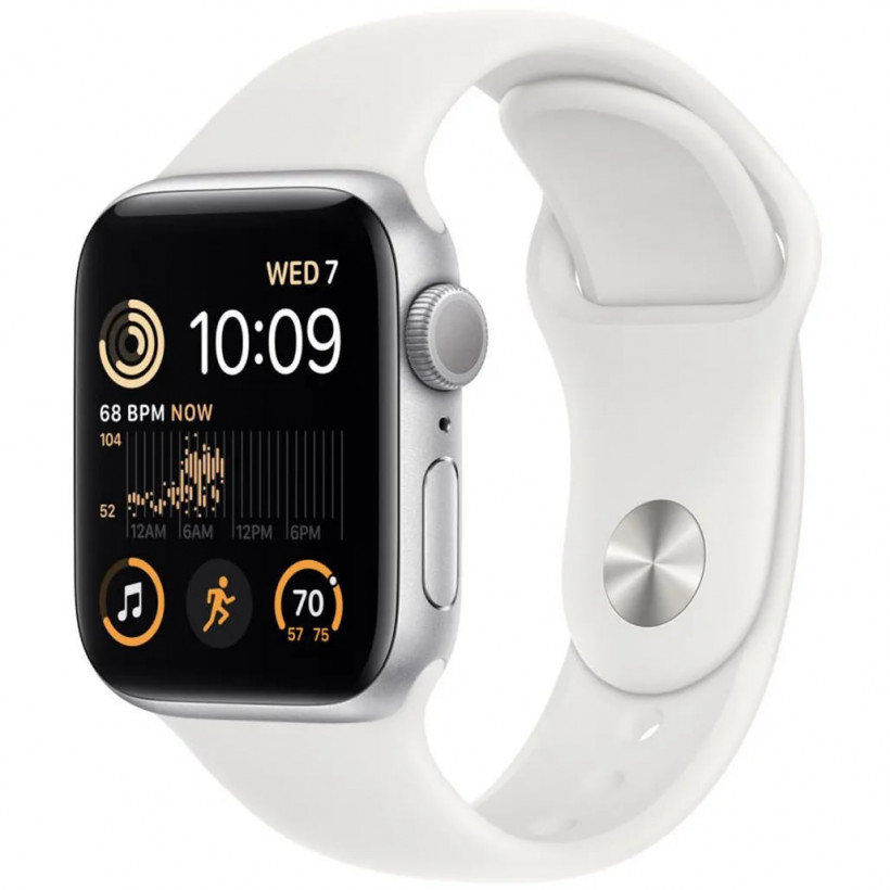 Смарт-годинник Apple Watch SE 2 GPS 44mm Silver Aluminum Case with White Sport Band - M/L (MNTJ3)  Фото №0