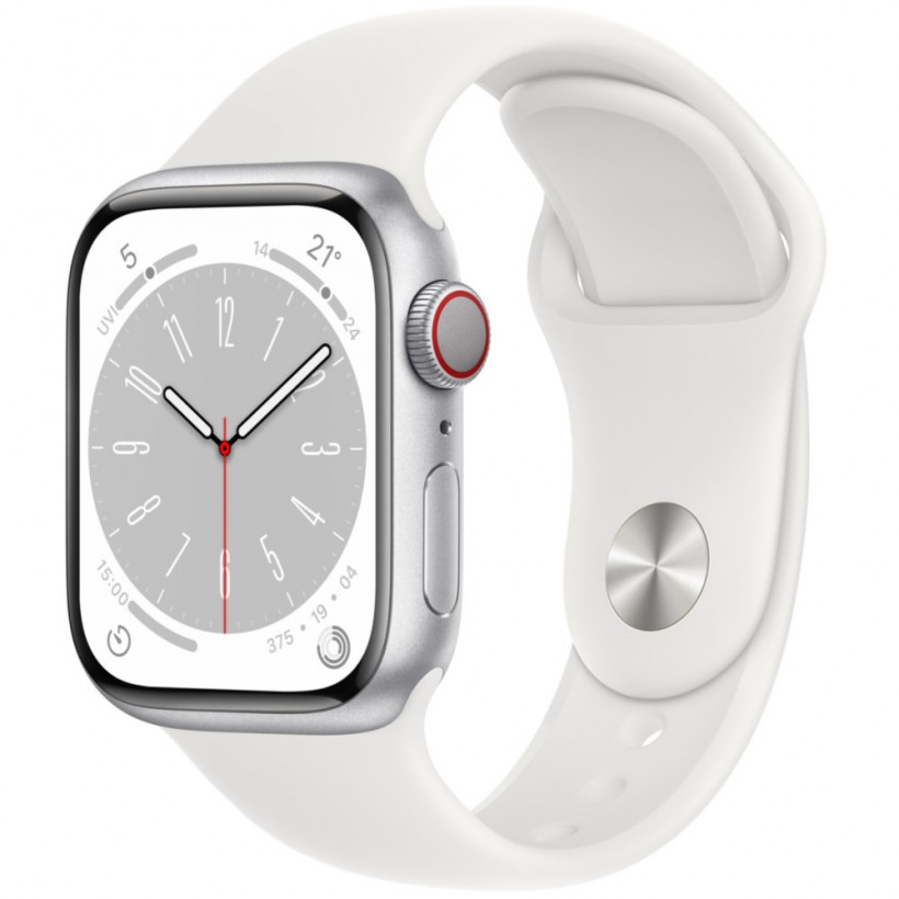 Смарт-годинник Apple Watch Series 8 GPS + Cellular 45mm Silver Aluminum Case with White Sport Band - M/L (MP4W3)  Фото №0