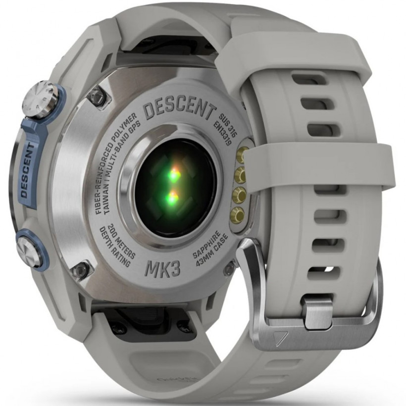 Смарт-годинник Garmin Descent Mk3 43 mm Stainless Steel with Fog Gray Silicone Band (010-02753-04/03)  Фото №4