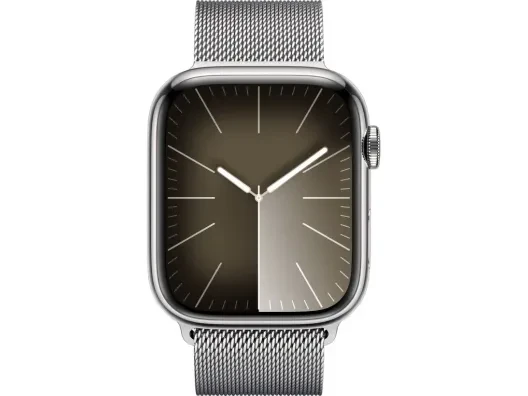 Смарт-годинник Apple Watch Series 9 GPS + Cellular 45mm Silver S. Steel Case w. Silver Milanese Loop (MRMQ3)  Фото №3