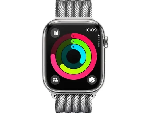 Смарт-годинник Apple Watch Series 9 GPS + Cellular 45mm Silver S. Steel Case w. Silver Milanese Loop (MRMQ3)  Фото №7