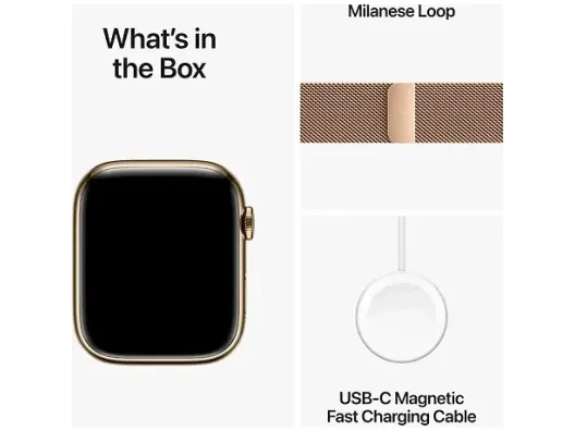 Смарт-годинник Apple Watch Series 9 GPS + Cellular 45mm Gold S. Steel Case w. Gold Milanese Loop (MRMU3)  Фото №10