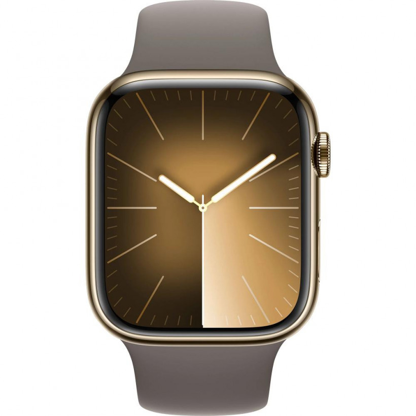 Смарт-годинник Apple Watch Series 9 GPS + Cellular 45mm Gold S. Steel Case w. Clay Sport Band - M/L (MRMT3)  Фото №3