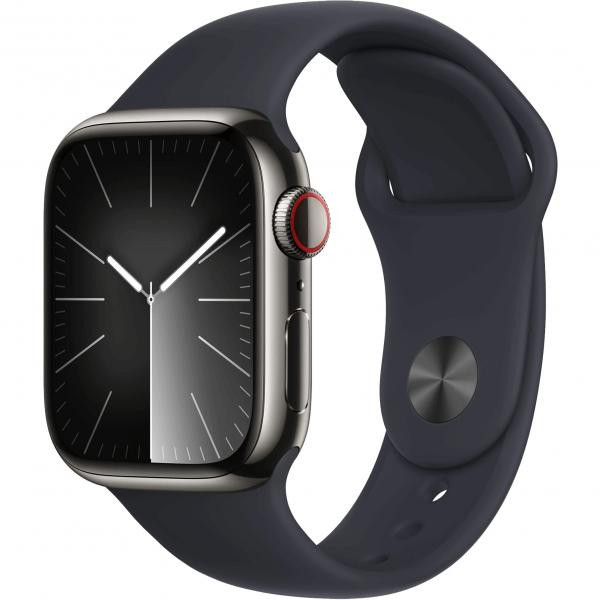 Смарт-годинник Apple Watch Series 9 GPS + Cellular 45mm Graphite S. Steel Case w. Midnight S. Band - M/L (MRMW3)  Фото №1