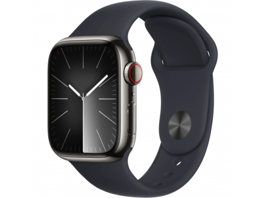 Смарт-годинник Apple Watch Series 9 GPS + Cellular 45mm Graphite S. Steel Case w. Midnight S. Band - M/L (MRMW3)  Фото №2