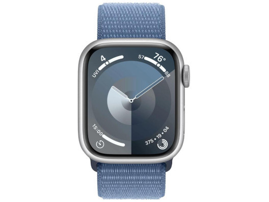 Смарт-годинник Apple Watch Series 9 GPS + Cellular 45mm Silver Aluminum Case with Winter Blue Sport Loop (MRMJ3)  Фото №3