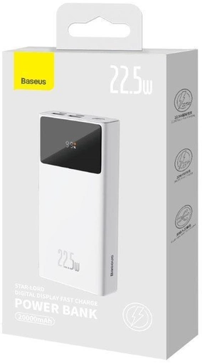 Зовнішній акумулятор (павербанк) Baseus Star Lord Display 22.5W 20000 mAh White (PPXJ060002)  Фото №2