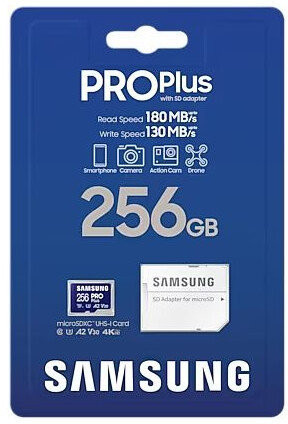 Карта пам&#039;яті Samsung 256 GB microSDXC UHS-I U3 V30 A2 PRO Plus 2023 (MB-MD256SA)  Фото №1