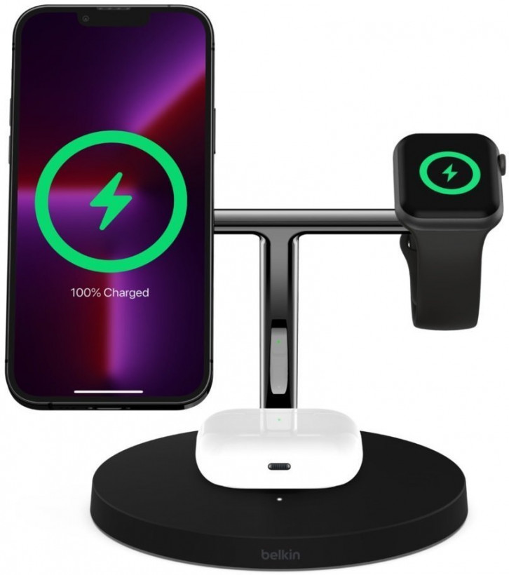 Беспроводное зарядное устройство для Belkin MagSafe 3in1 Wireless Charger black (WIZ017VFBK)  Фото №6