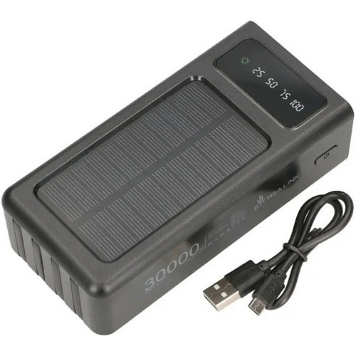 Внешний аккумулятор (повербанк) Extralink EPB-093 30000mAh Preto Solar USB-C Black  Фото №8